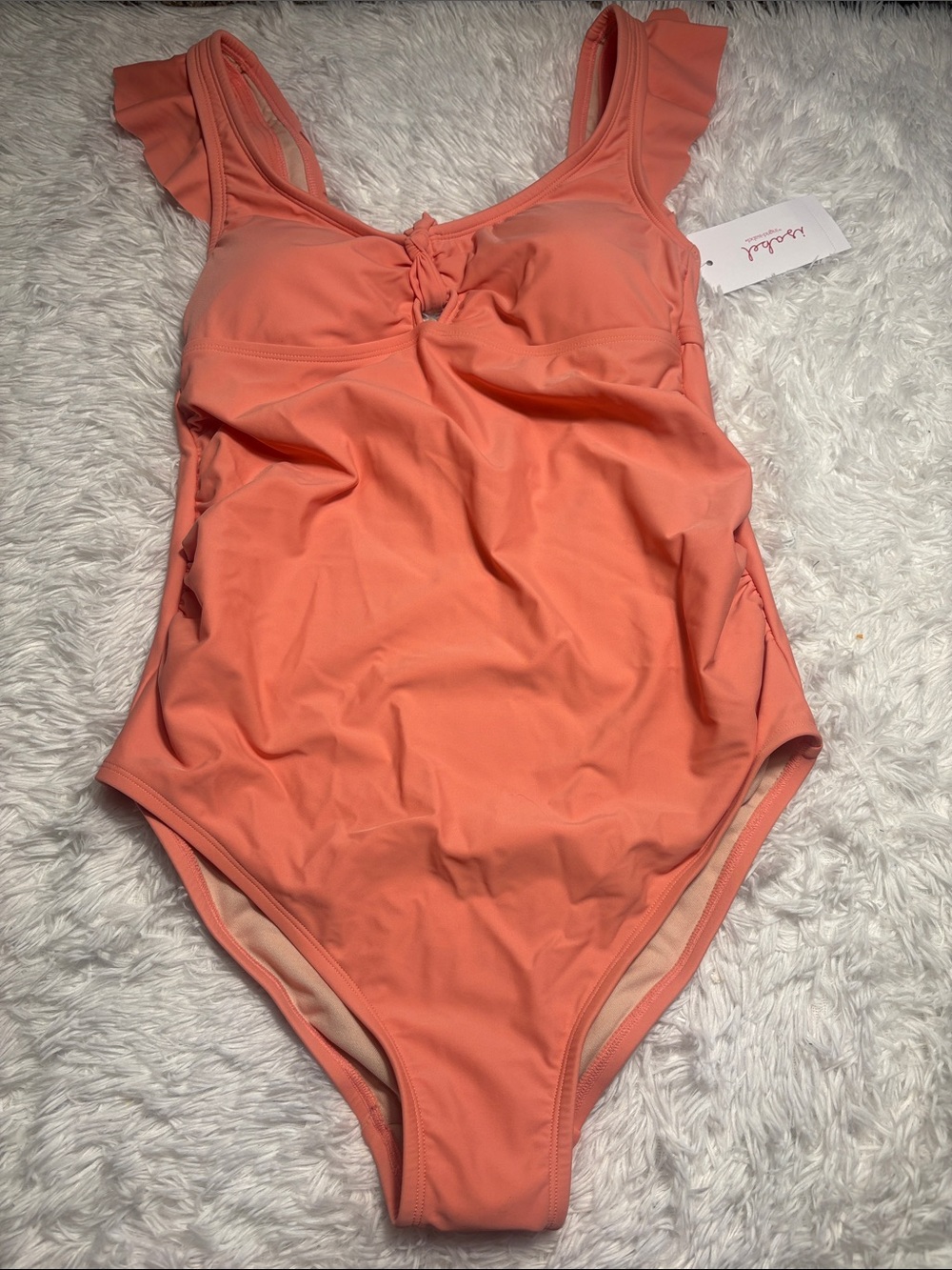 NWT Isabel By Ingrid + Isabel Light Pink Ruffle Shoulder Maternity Swimsuit M